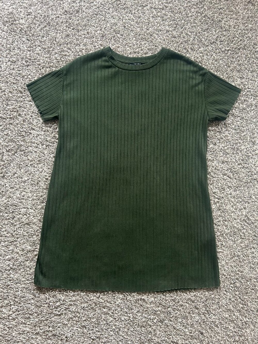 Forever 21 Olive Green Ribbed T-shirt Dress